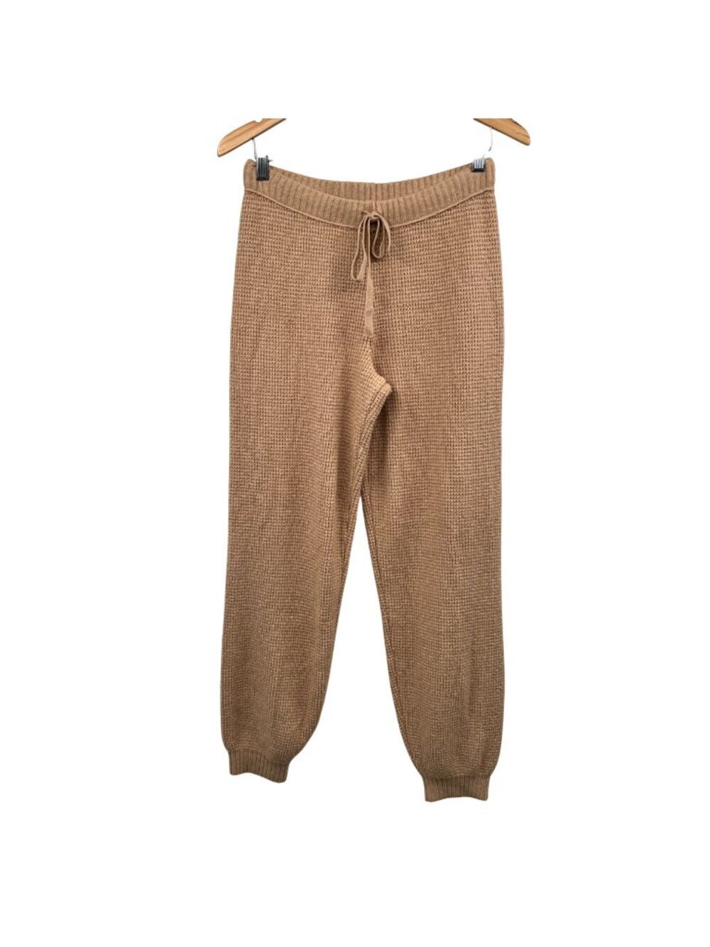Aerie Womens Knit Joggers Drawstring High Rise Tan Size Small New